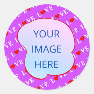 Purple LOVE Heart Elegant Classic Round Sticker