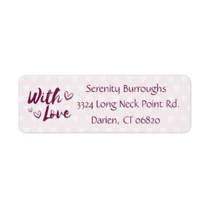 Purple Love & Hearts Lavender Address Name Return Address Label