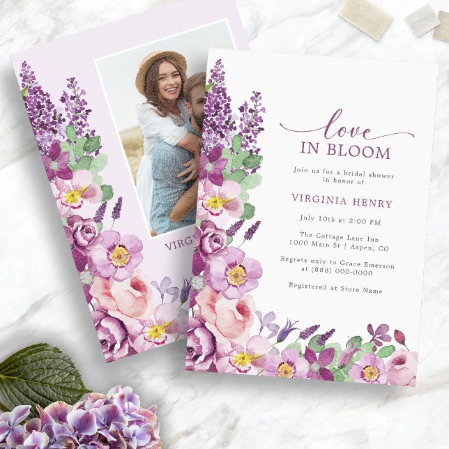 Purple Love In Bloom Bridal Shower Invitation (Purple Love In Bloom Bridal Shower Invitation
)