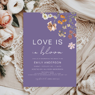 Purple Love is in Bloom Wildflower Bridal Shower Invitation