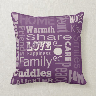 Purple - Love, Joy and Happiness Cushion