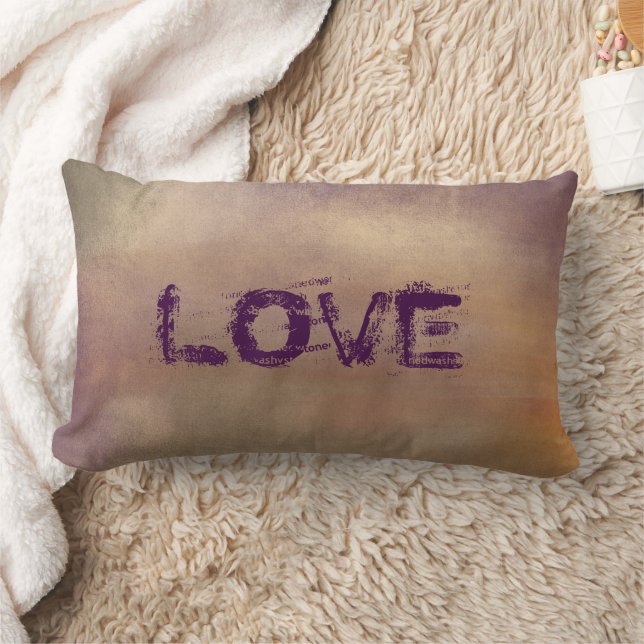 Purple Love Lettering Lumbar Cushion (Blanket)