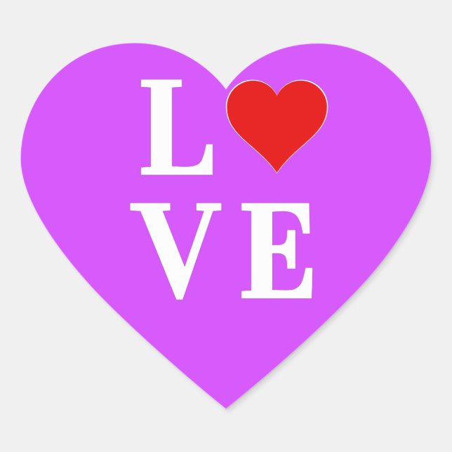 Purple LOVE Modern Chic Heart Sticker (Front)