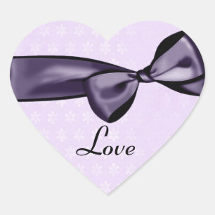 Purple LOVE Wedding Bow Damask Star Sticker