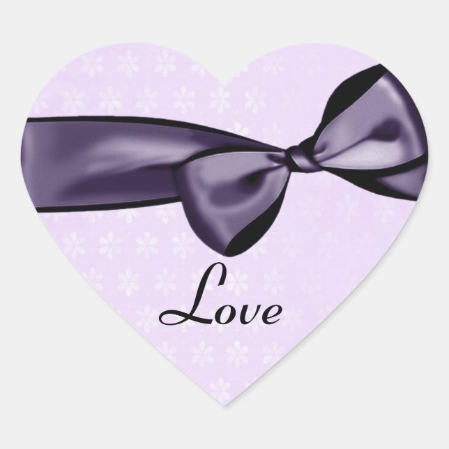 Purple LOVE Wedding Bow Damask Star Sticker (Front)