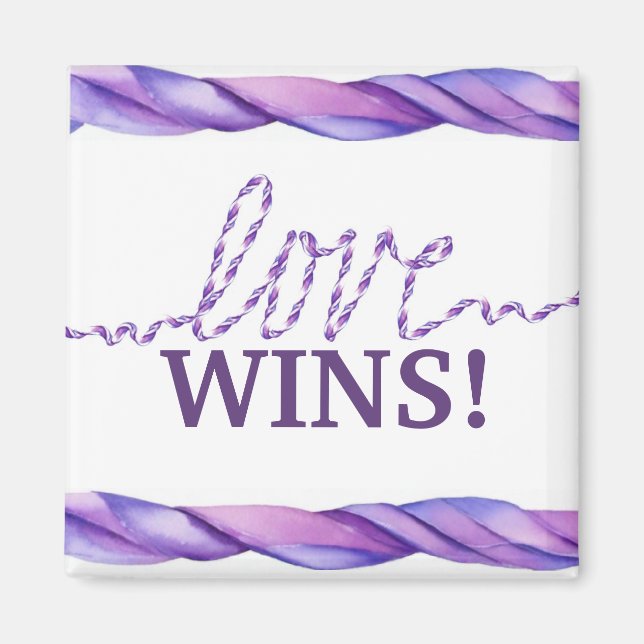 Purple "Love Wins" Ribbon Art magnet   (Front)