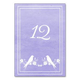Purple Lovebird Floral Table Number Card