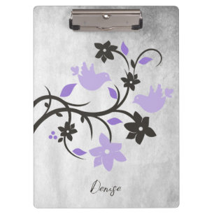 Purple Lovebirds Personalised Clipboard