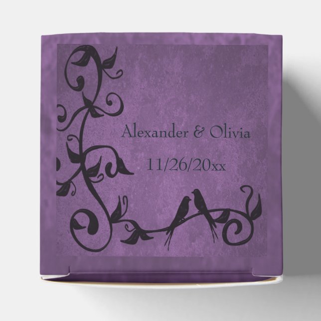 Purple Lovebirds Photo Wedding Favour Box (Top)