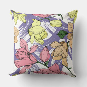 Purple lover Magnolia Wildflowers cute botanical   Cushion