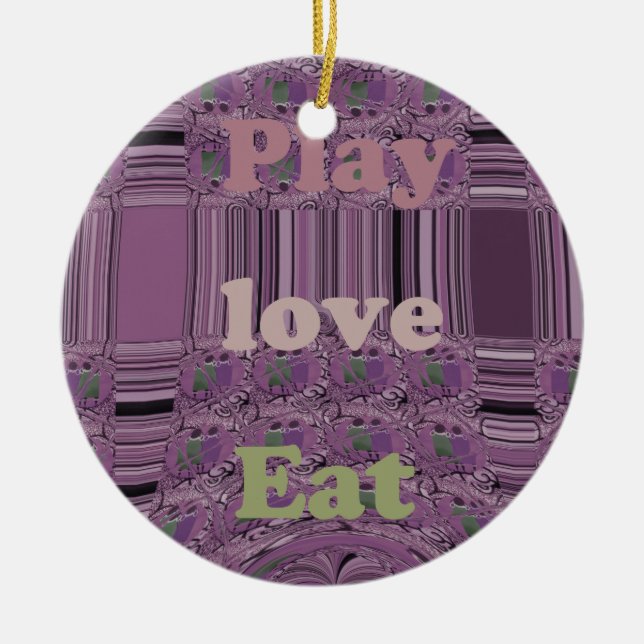 Purple  Loves &  Play Eat Africa South Traditional Ceramic Ornament (Front)