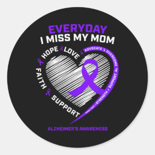 Purple Loving Memory Mother Miss My Mum Heimers Aw Classic Round Sticker