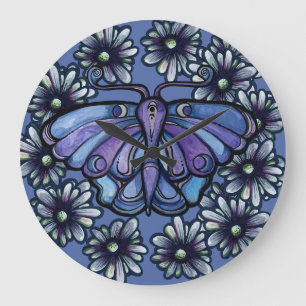 Purple Luna Moth MoonChild Moon Moths              Large Clock
