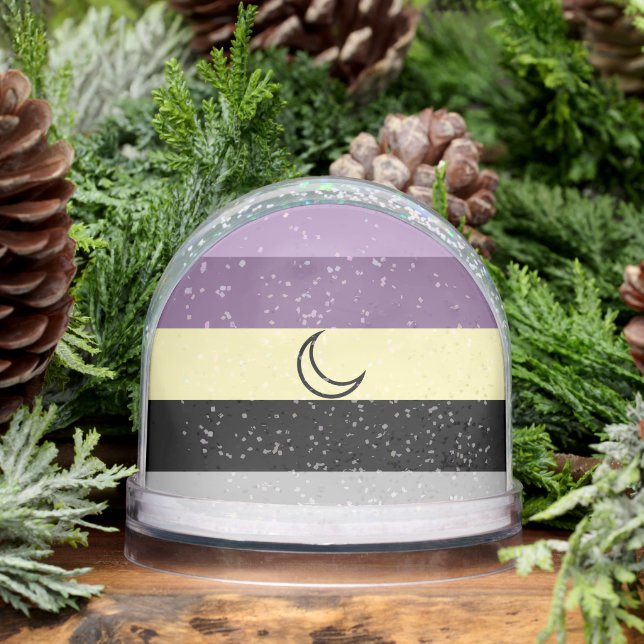 Purple Lunarian flag with moon snow globe (Winter)