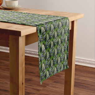 Purple Lupine Floral Pattern Short Table Runner