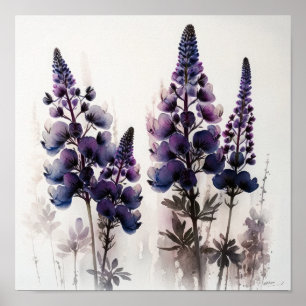 Purple Lupine Flower Art Print Poster