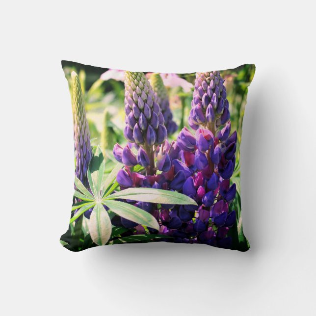 Purple Lupine Flower Trio   Cushion (Front)