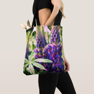 Purple Lupine Flower Trio Tote Bag