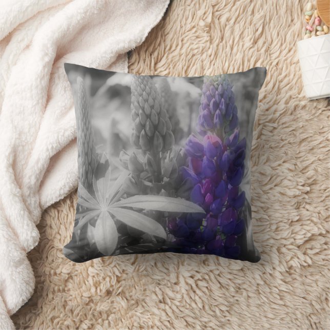 Purple Lupine Flowers Cushion (Blanket)
