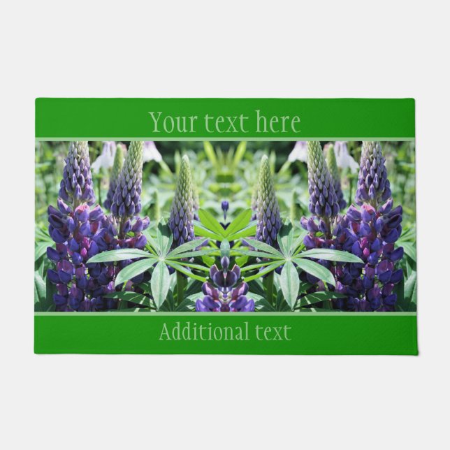 Purple Lupine Flowers Personalised Doormat (Front)