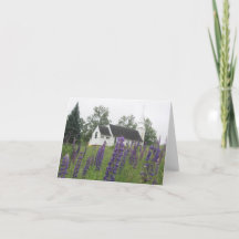 Purple Lupines at Church Note Card