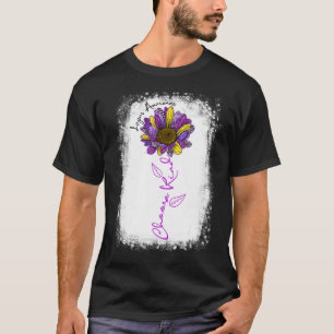Purple Lupus Awareness Choose Kind Sunflower Leopa T-Shirt