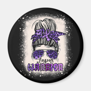 Purple Lupus Awareness Leopard Messy Bun Lupus Magnet
