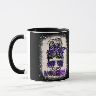 Purple Lupus Awareness Leopard Messy Bun Lupus Mug