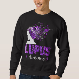 Purple Lupus Awareness Woman Tie Dye Butterflies Sweatshirt