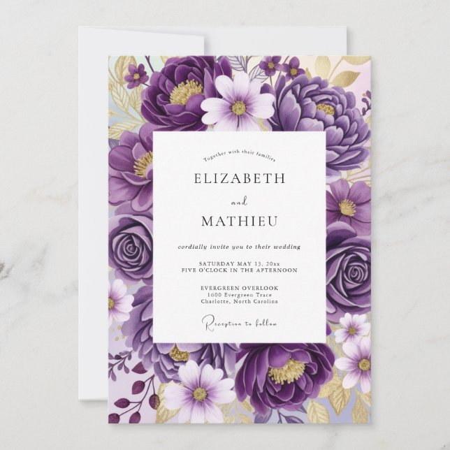 Purple Lush Sophisticated Spring Wedding Invitation (Front)