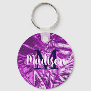 Purple Luxurious Custom Monogram Personalised Key Ring