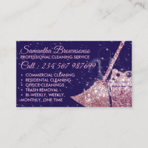 Purple Luxury Cleaning Service Maid Janitorial Business Card