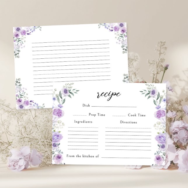 Purple Lylac Floral Bridal Shower Recipe Card (Creator Uploaded)