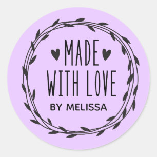 Purple Made With Love Classic Round Sticker