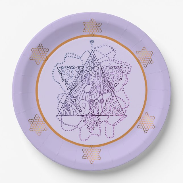 Purple Magan David Star Paper Plates (Front)