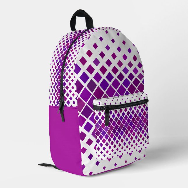 Purple Magenta Diamonds Design Back Pack (Back Corner Left)