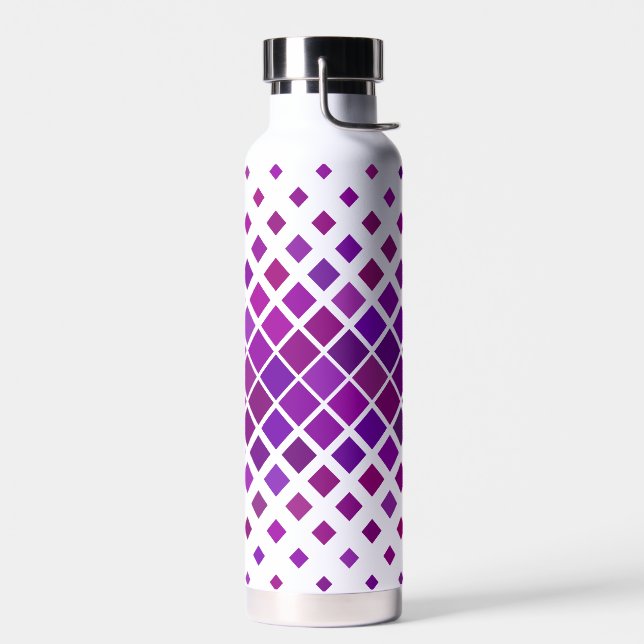 Purple Magenta Diamonds Design Water Bottle (Left)