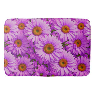 Purple magenta floral sunflower dark pink daisies  bath mat