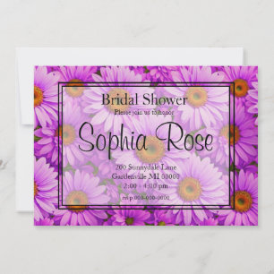 Purple magenta floral sunflower dark pink daisies  invitation