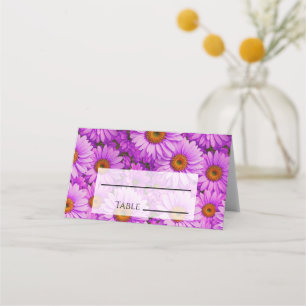 Purple magenta floral sunflower dark pink daisies place card