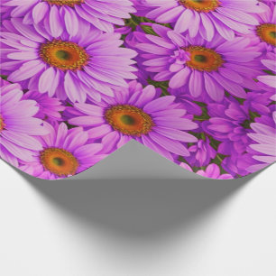 Purple magenta floral sunflower dark pink daisies  wrapping paper