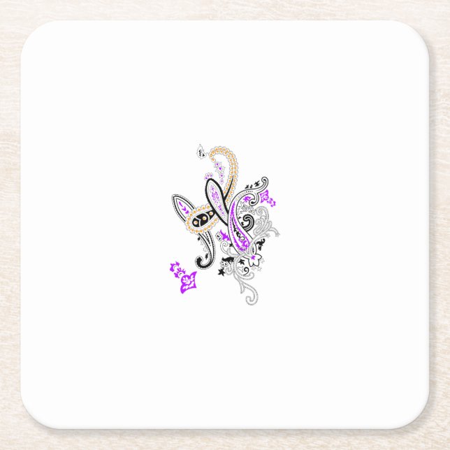 Purple-Magenta, Reddish Orange, TealiPaper Coaster (Front)