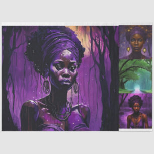 Purple Magic African American Voodoo Decoupage Tissue Paper