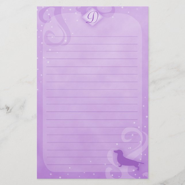 Purple Magic Dachshund Stationery (Front)