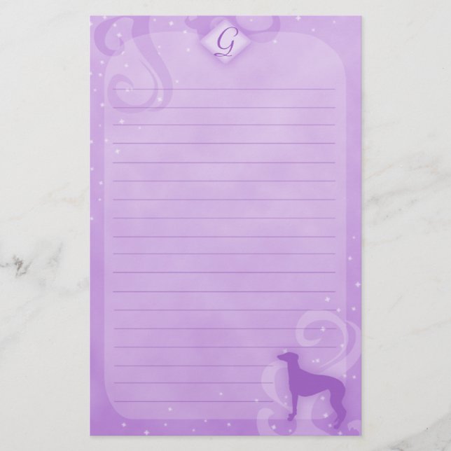 Purple Magic Greyhound Stationery (Front)
