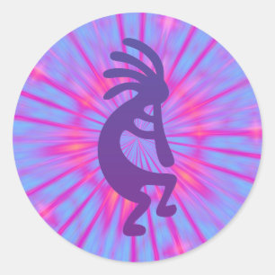 Purple Magic Kokopelli Classic Round Sticker