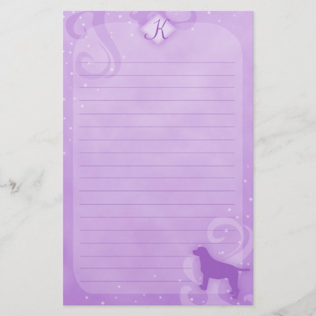 Purple Magic Labrador Retriever Stationery (Front)