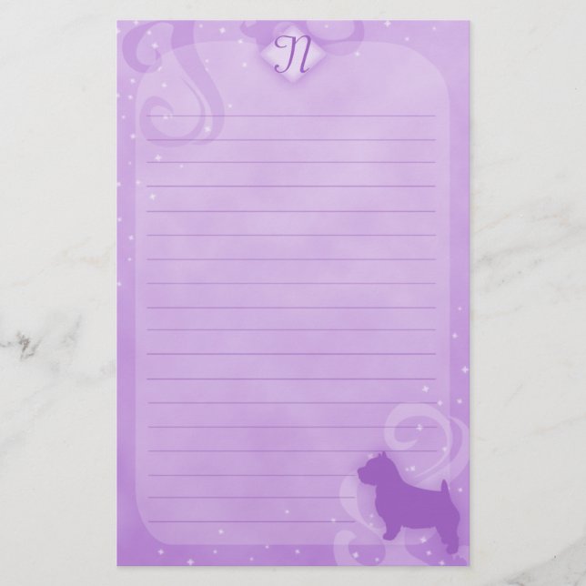 Purple Magic Norwich Terrier Stationery (Front)