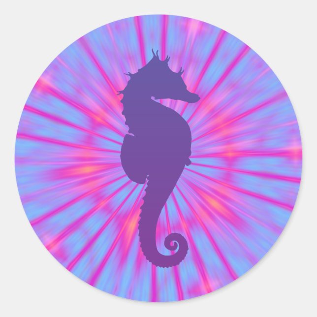 Purple Magic Sea Horse Classic Round Sticker (Front)