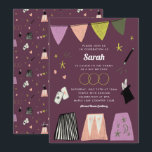 Purple Magic Show Bar Bat Mitzvah Invitation<br><div class="desc">Delight your guests with a show-stopping Magic Show theme. This playful design features hand-drawn illustrations full of fun and eye-catching magic! Customise with your own party details and round out the party with the full Magic Show party supply suite.</div>